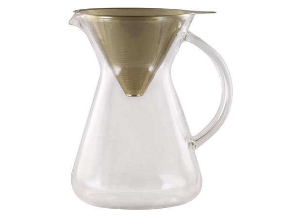 Kaffe kolbe i glass med filter GULL 0,6ltr. For håndbrygget kaffe